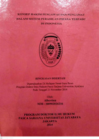 Image of Konsep hakim pengawas dan pengamat dalam sistem peradilan pidana terpadu di Indonesia (ringkasan disertasi)