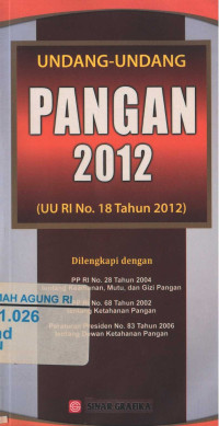 Image of Undang-Undang Pangan 2012 (UU RI No. 18 Tahun 2012)